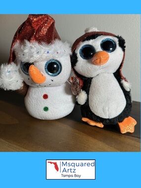 Ty Beanie Boos Gale Penguin Flurry Snowman Plush Set of 2 Christmas 2019 Tags